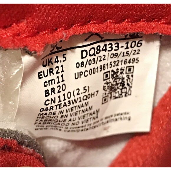 Nike Air Jordan Jumpman Two Trey (TD) Shoes 5C White/Black-Gym Red DQ8433-106 - Picture 9 of 9